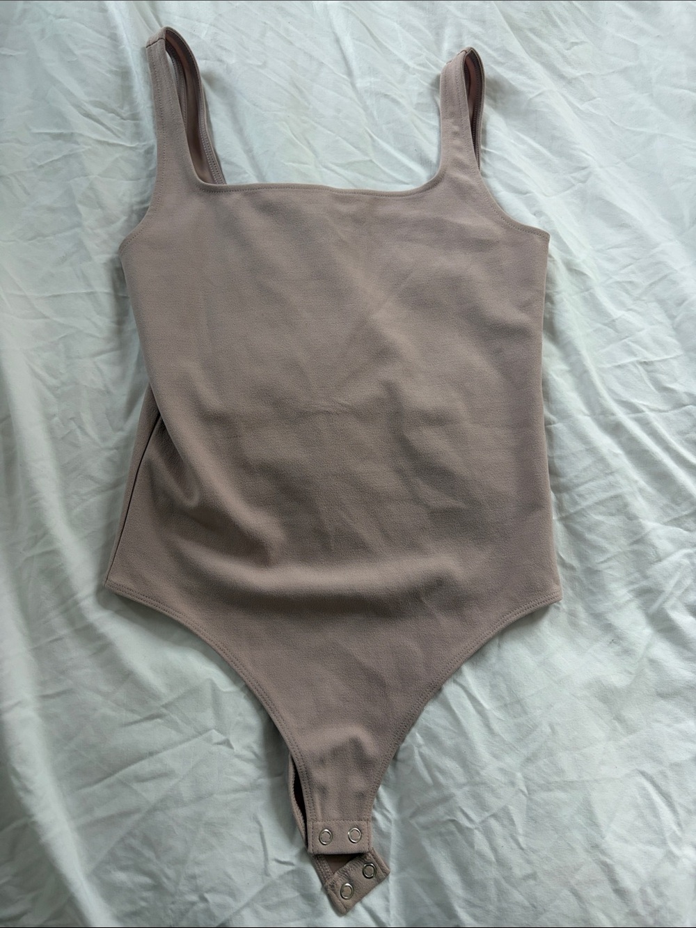 Square-Neck One-Piece Bodysuit in Dusty Mauve